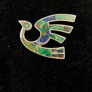 Silver and semi-precious stone pin
